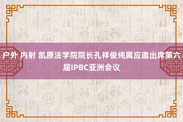 户外 内射 凯原法学院院长孔祥俊纯属应邀出席第六届IPBC亚洲会议